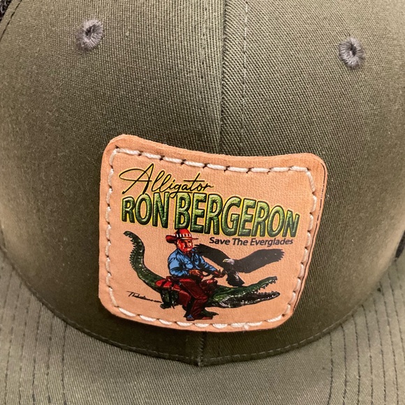 Alligator Row Bergeron Hat, Save the Everglades, Olive Green, Adjustable Size - Picture 2 of 8